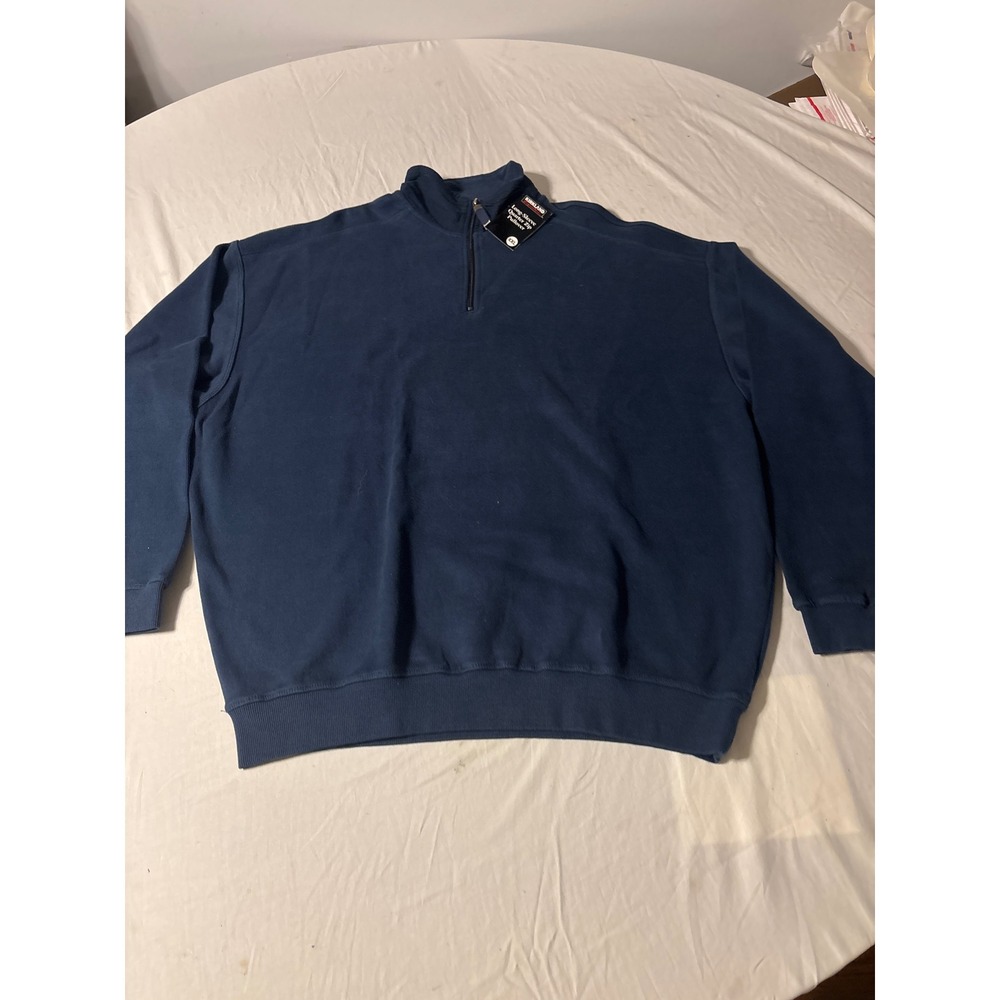Kirkland Pullover Mens XXL Navy Blue New Quarter Zip Long‎ Sleeve Mock Neck
